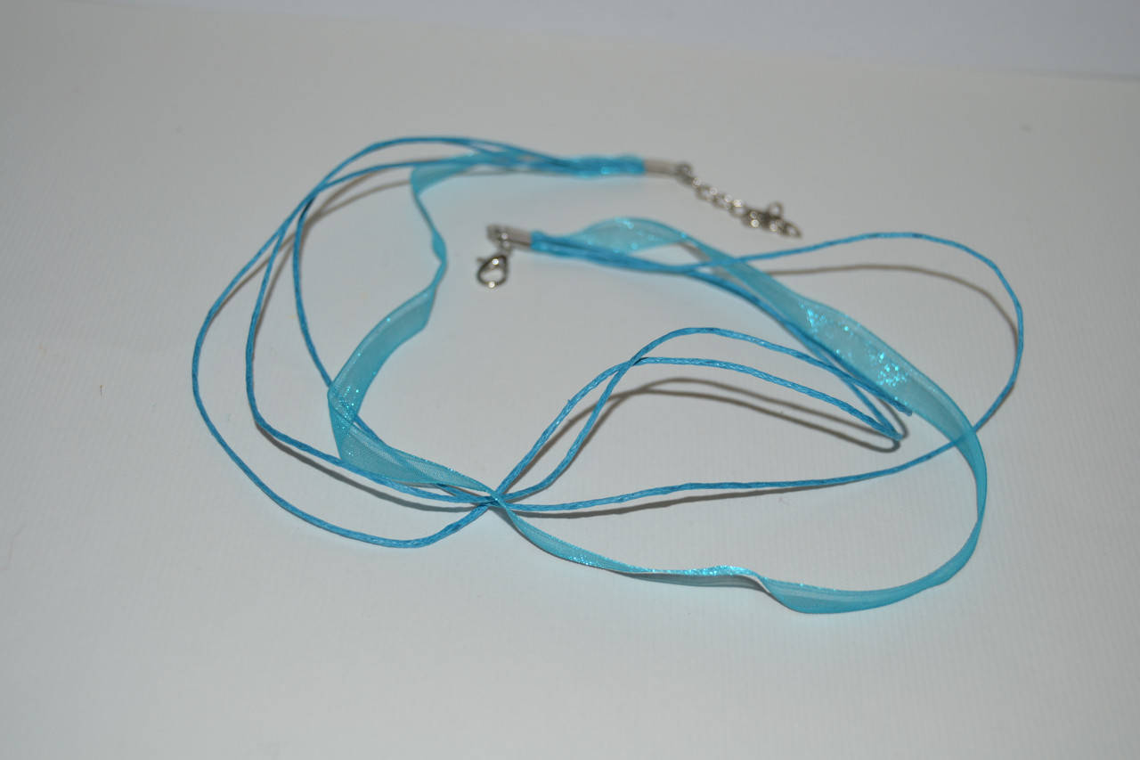 

Основа-кольє, шнур+стрічка із органзи, 44см, кольор- бірюзовий