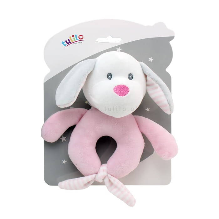 

Игрушка погремушка плюшевая Tulilo Собачка 16см Розовый