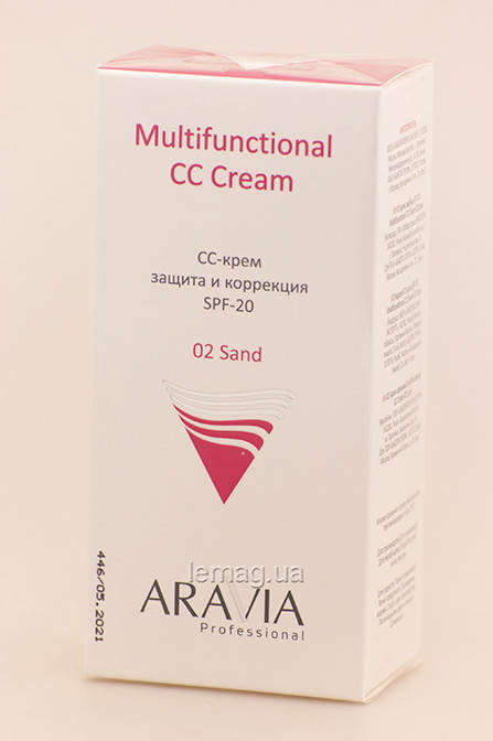 

Aravia MULTIFUNCTIONAL CC CREAM 02 Sand СС-крем защитный SPF-20 тон Песочный, 50 мл