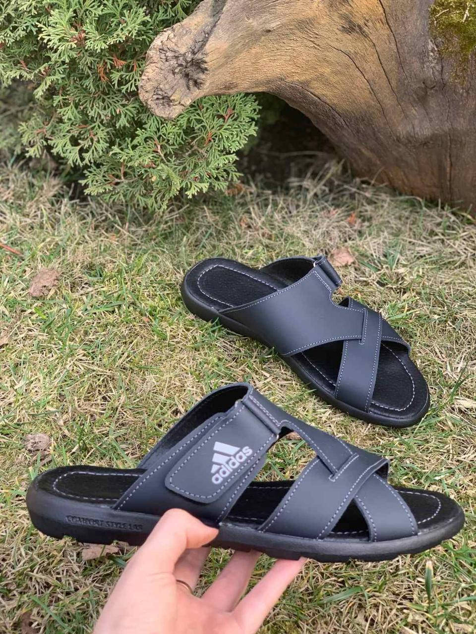 

Шлепанцы мужские кожаные Adidas, Синий
