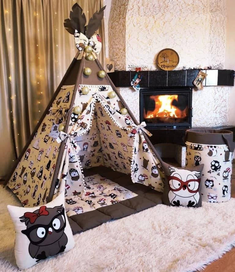 

Детский вигвам с корзиной "Умные совы" Полный комплект!