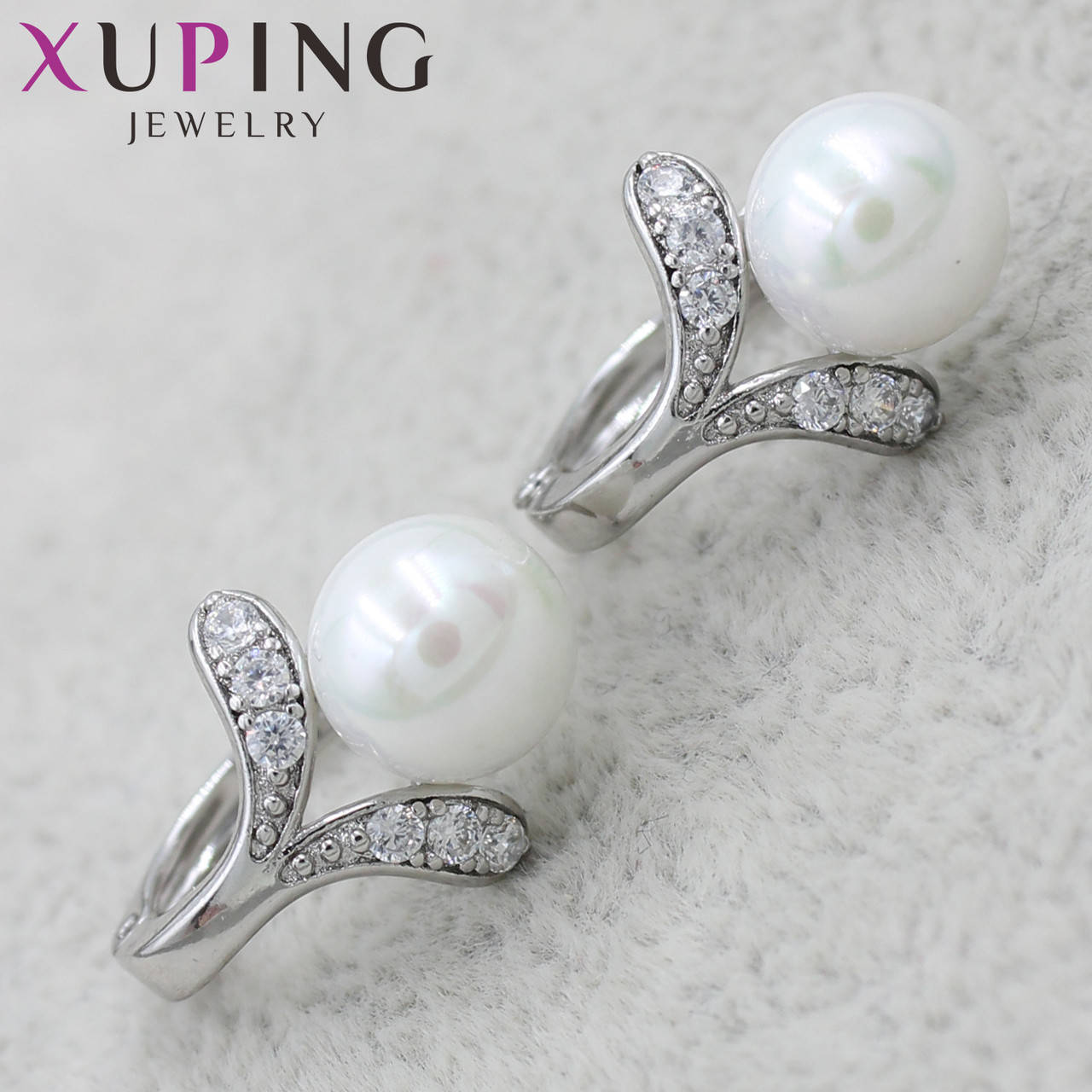 

Серёжки женские позолото Xuping Jewelry медицинское золотокольца конго цветочек с жемчугом 24K