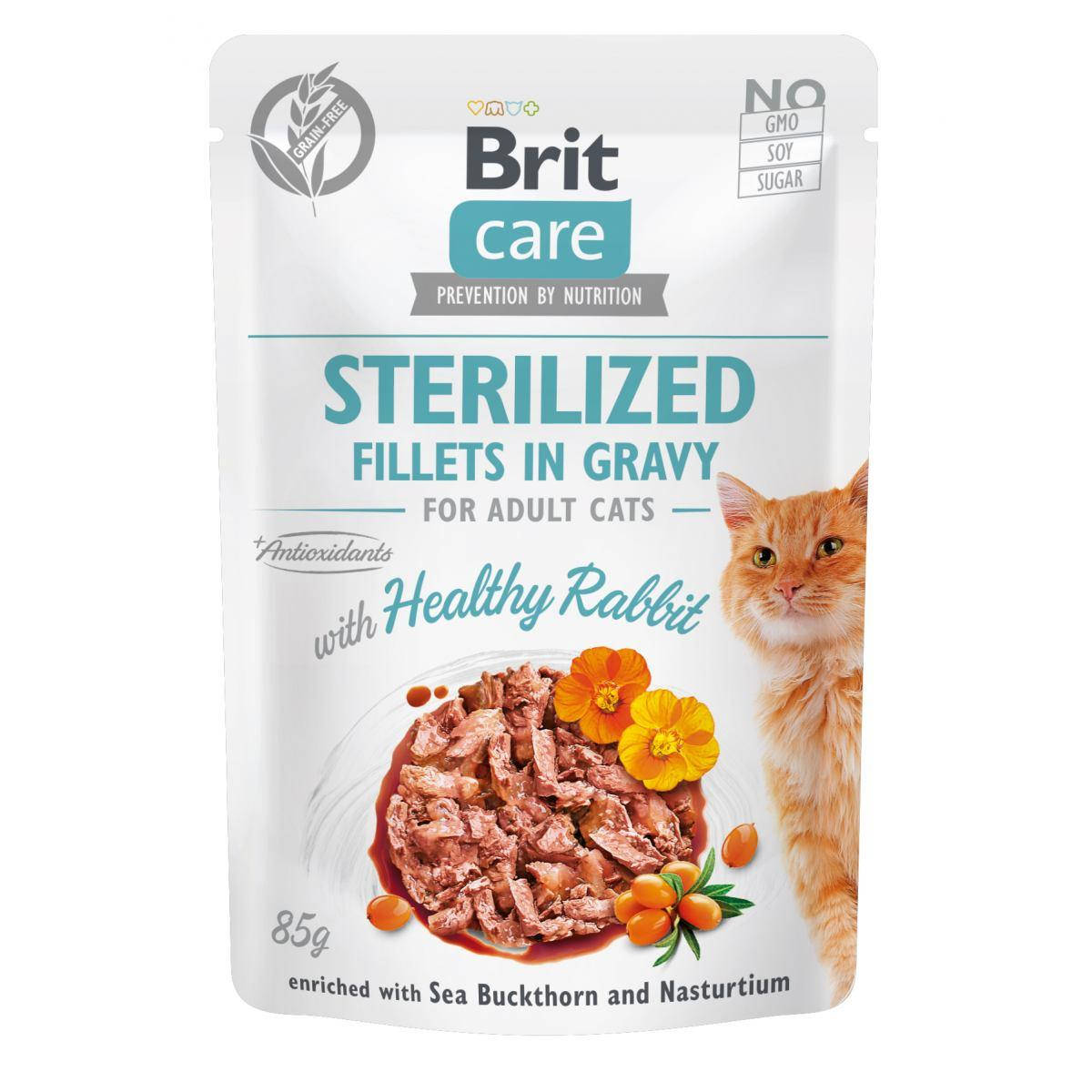 

Консервы для стерилизованных котов Brit Care Cat pouch филе кролика в соусе 85г
