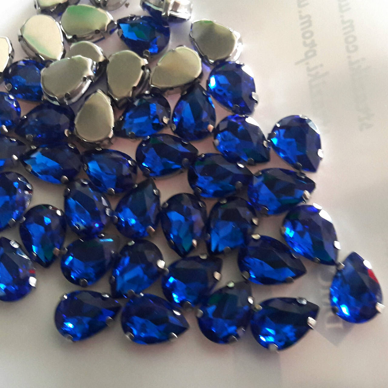 

10*14мм sapphire капля в оправе стекло 1шт