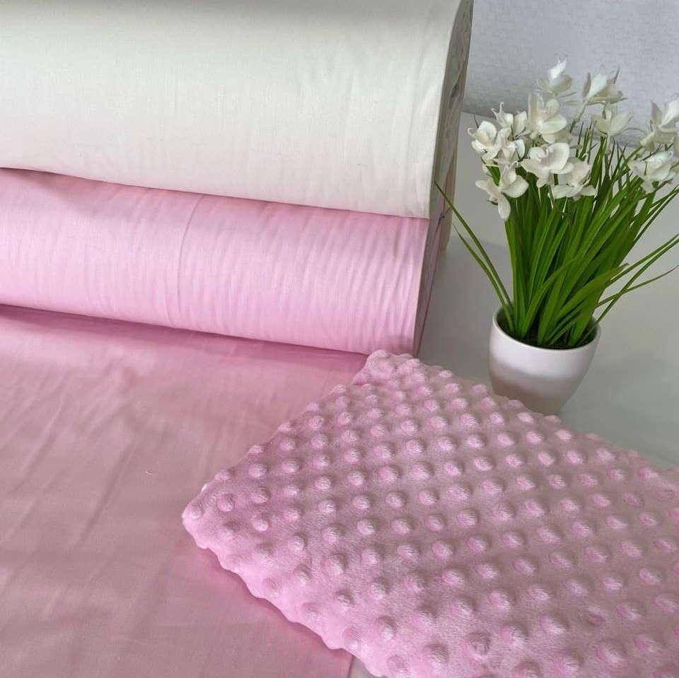 

Плюш Мінкі горошок Рожевий (Minky Dots Pink)