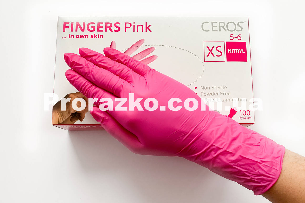

Нитриловые перчатки CEROS,  (5-6), розовые, 100 шт, Розовый