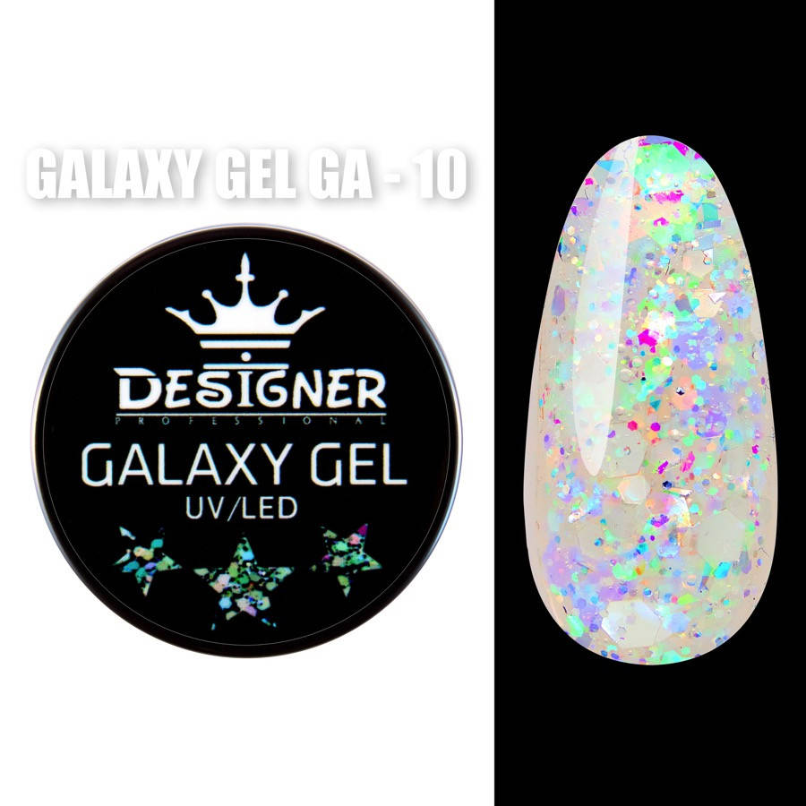 

Глиттерный гель Galaxy Gel Designer Professional (Дизайнер Профессионал) с блестками, 10 мл. GA - 10