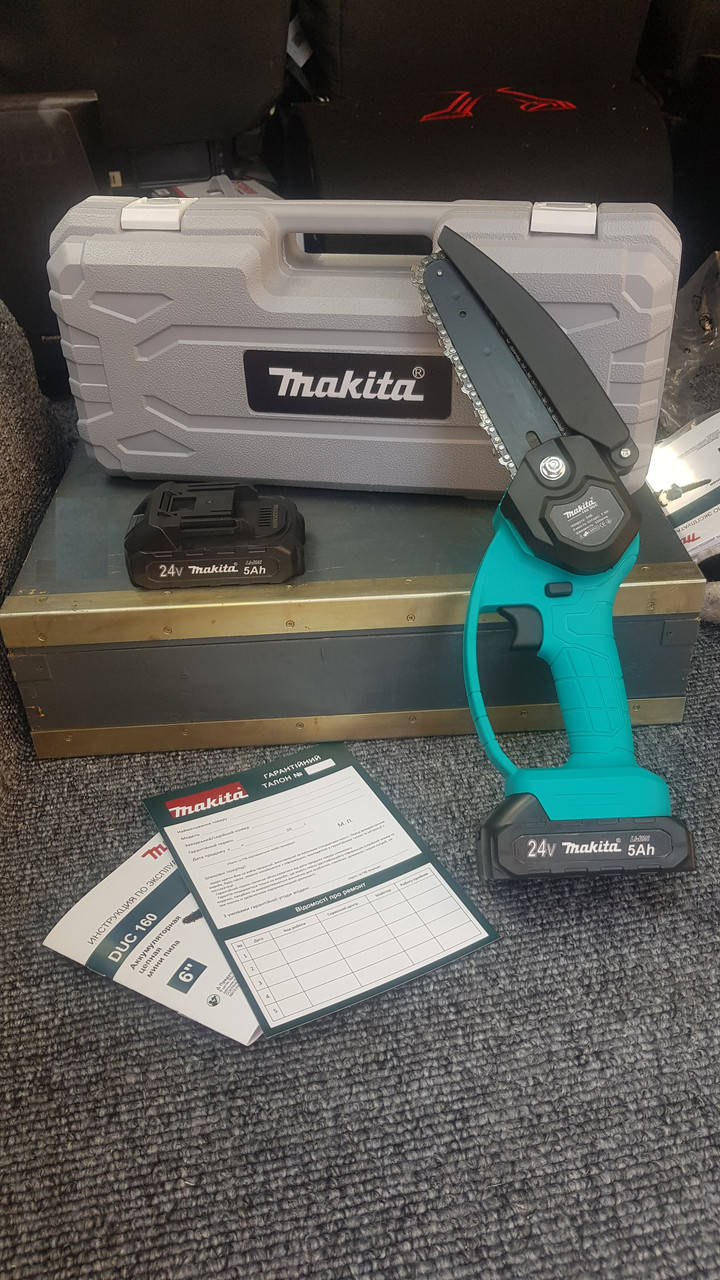

Аккумуляторная цепная мини пила Makita DUC 160 MAX 24В 5АЧ сучкорез, электропила.