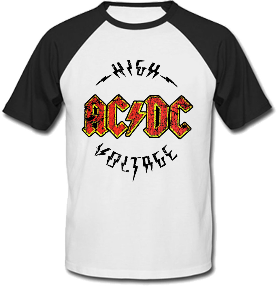 

Футболка AC/DC - High Voltage (белая с чёрными рукавами