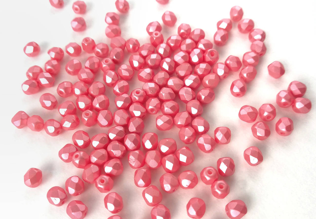 

Fire polished 4 mm Alabaster Pastel Lt.Coral