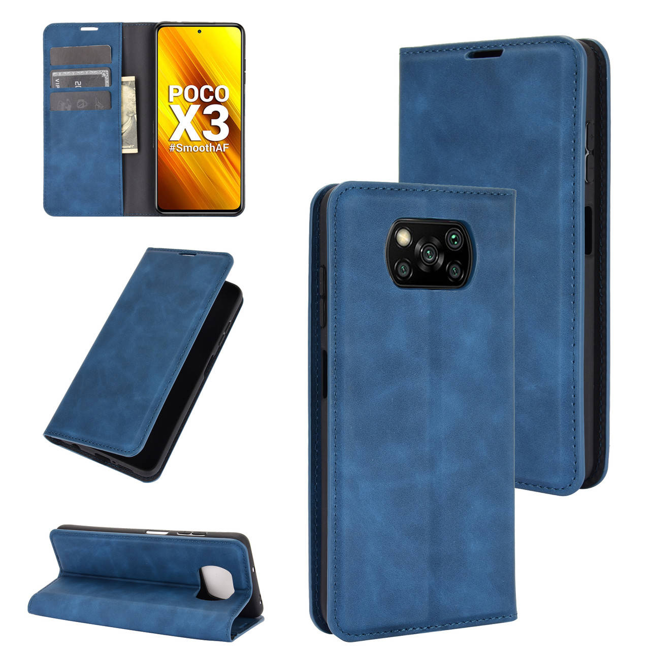 

Чехол Taba Retro-Skin для Xiaomi Poco X3 / X3 Pro книжка кожа PU с визитницей синий