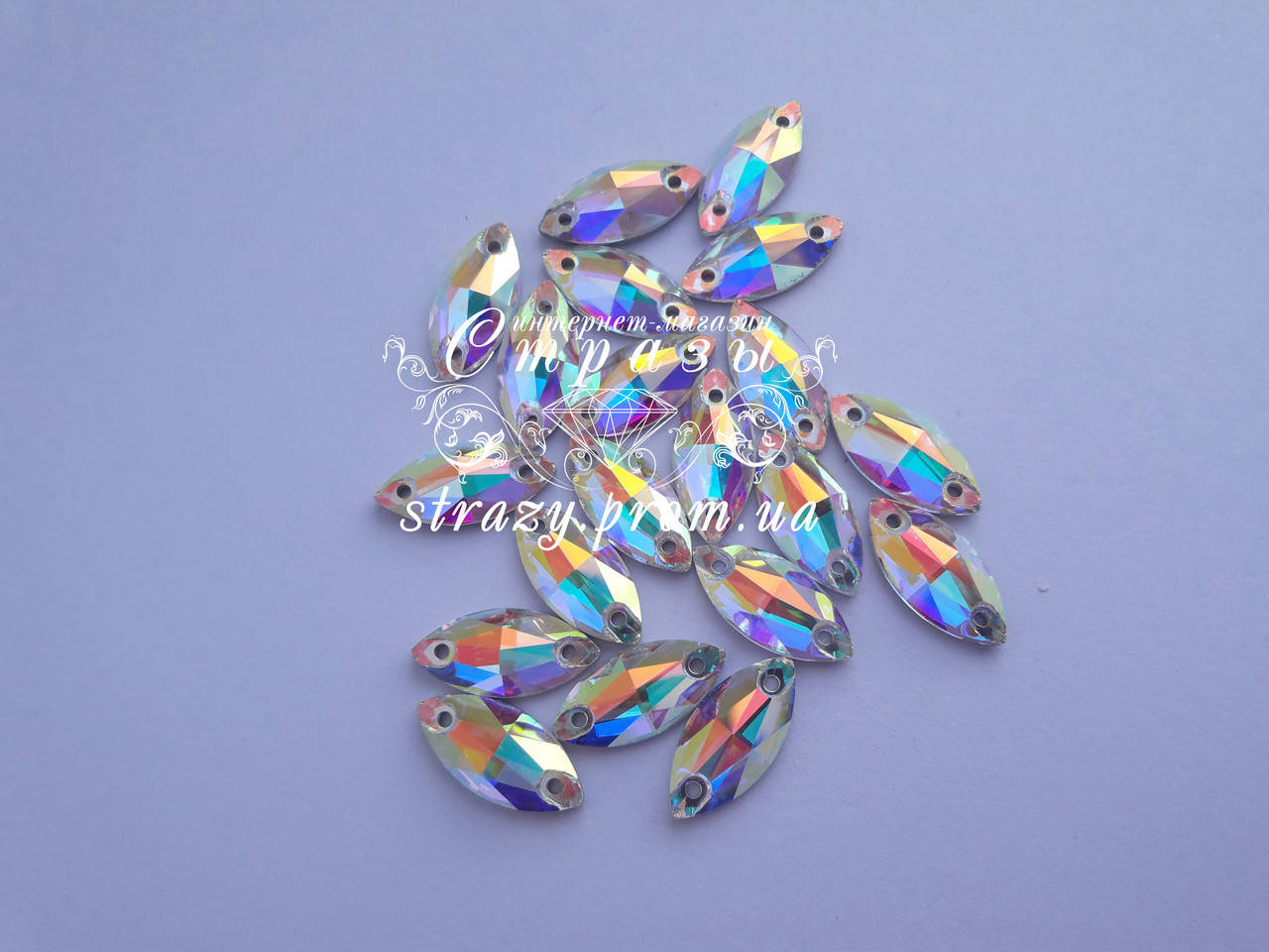 

Стразы пришивные SWARO Маркиз 6*12мм. Стекло Crystal AB