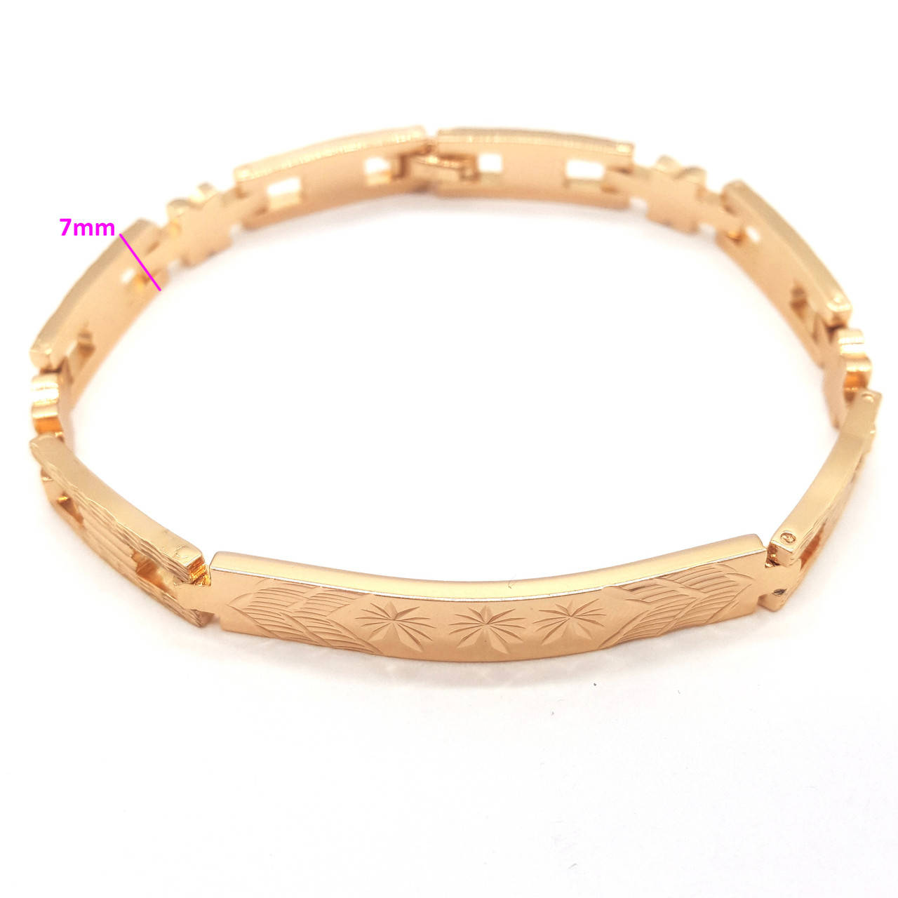 

Браслет позолоченный, Пластинка с резным узором, без камней, p. 19,5, 18К