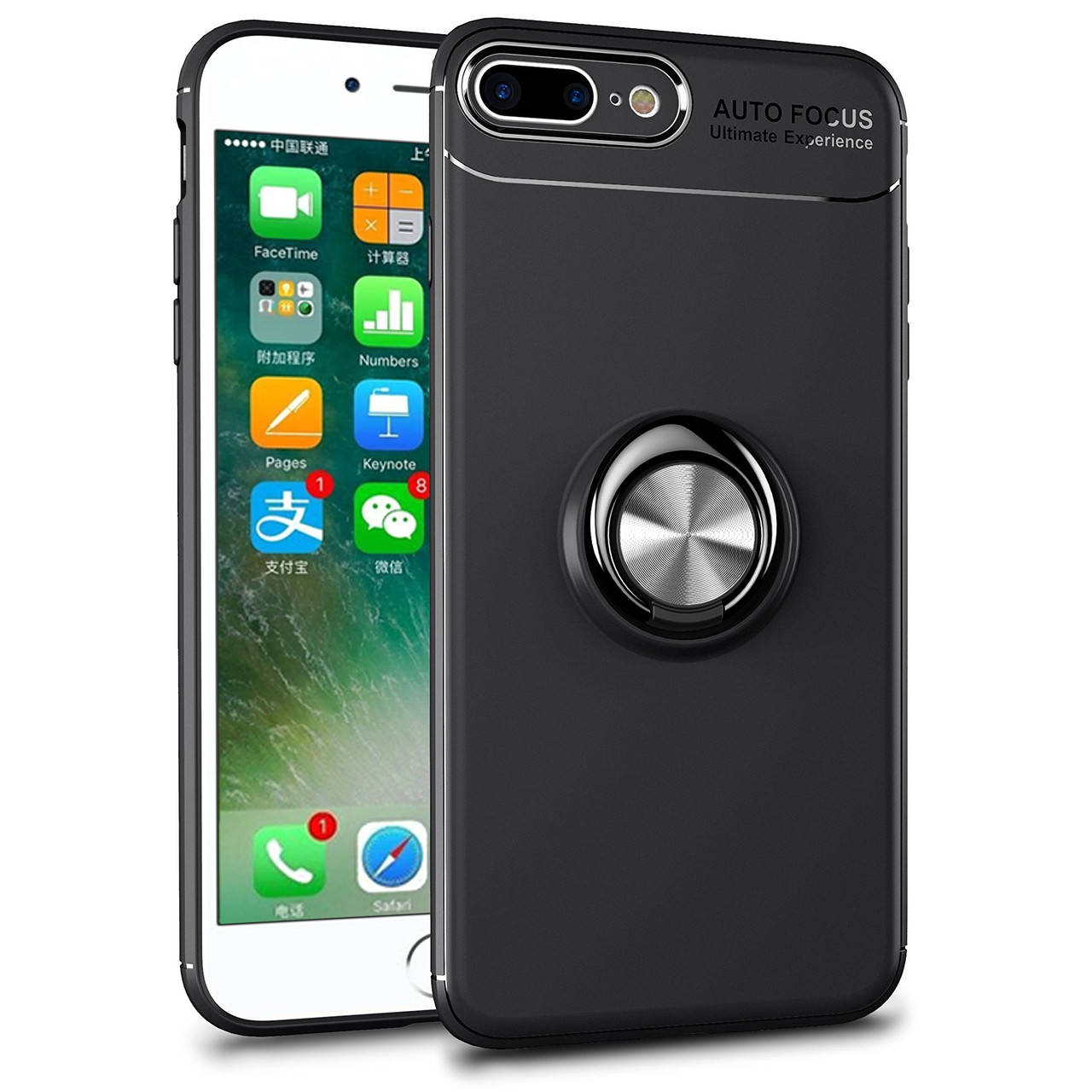 

Чехол TPU Ring для Iphone 7 Plus / 8 Plus бампер оригинальный с кольцом Black, Черный