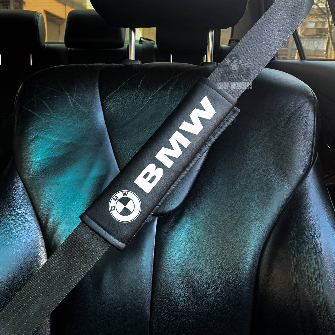 

Накладки на ремень безопасности с логотипом автомобиля BMW (Чёрный цвет), Черный
