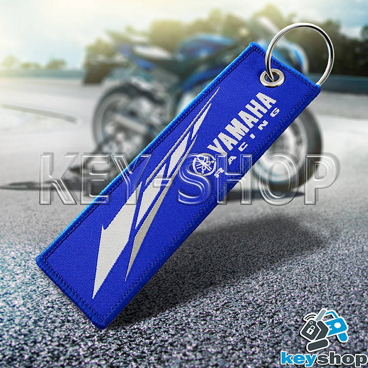

Брелок для мотоключей Yamaha (Ямаха) синий, с кольцом (текстиль), Черный