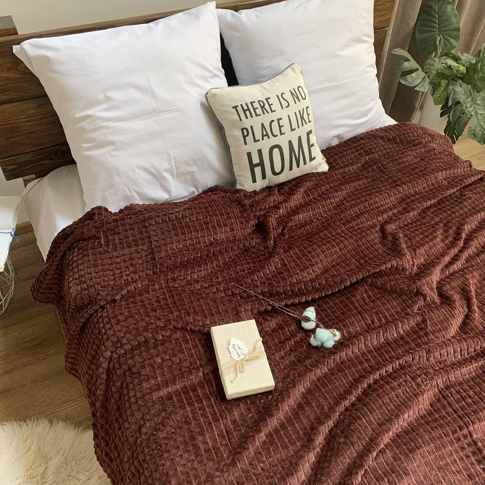 

Плед, теплый, мягкий, евро Микрофибра квадратик 2.2 * 2 м. шоколадный, Темно-серый