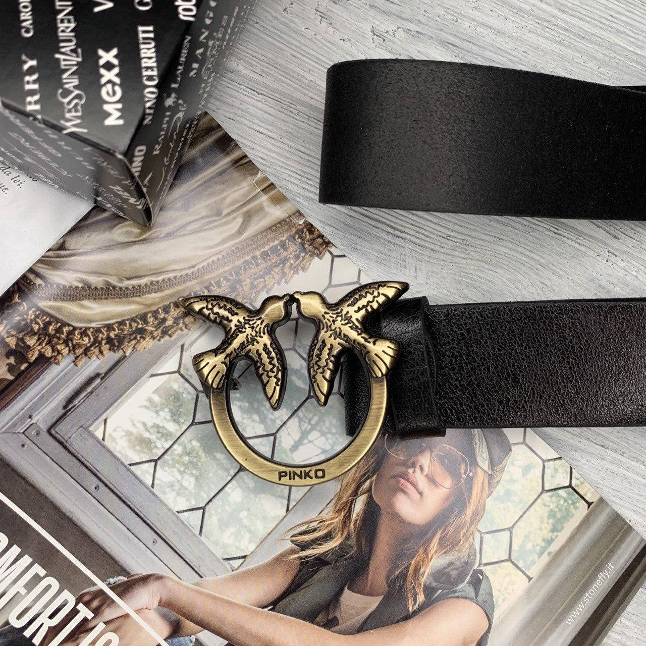 

Женский кожаный ремень Pinko gold, Черный