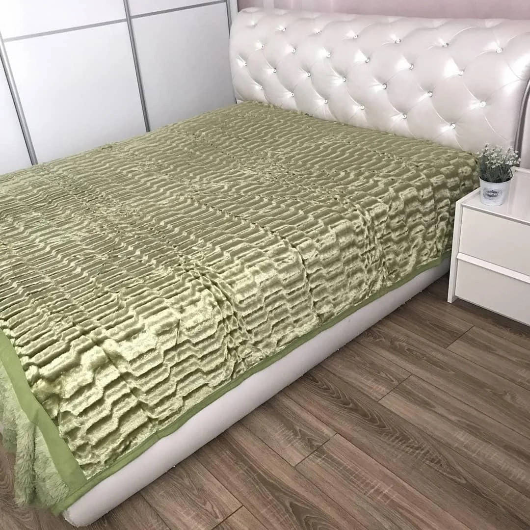 

Плед покрывало Koloco Premium Collection Меховой двухсторонний Евро 220x240 Оливковый