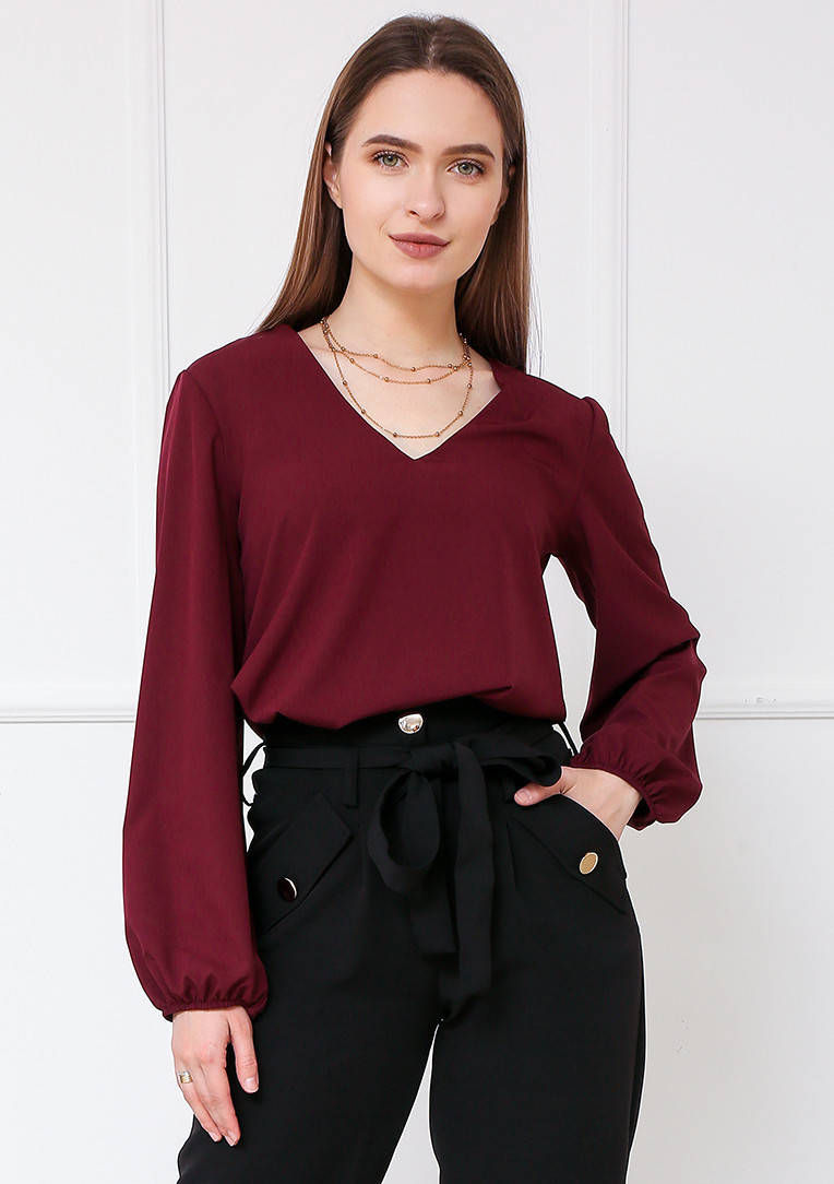 

Стильна повсякденна жіноча блузка, марсала