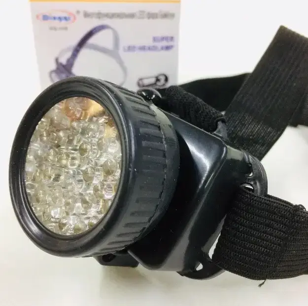 

Налобный фонарь на батарейках DQ-539-12 /3AAA x 32 LED+COB, Черный