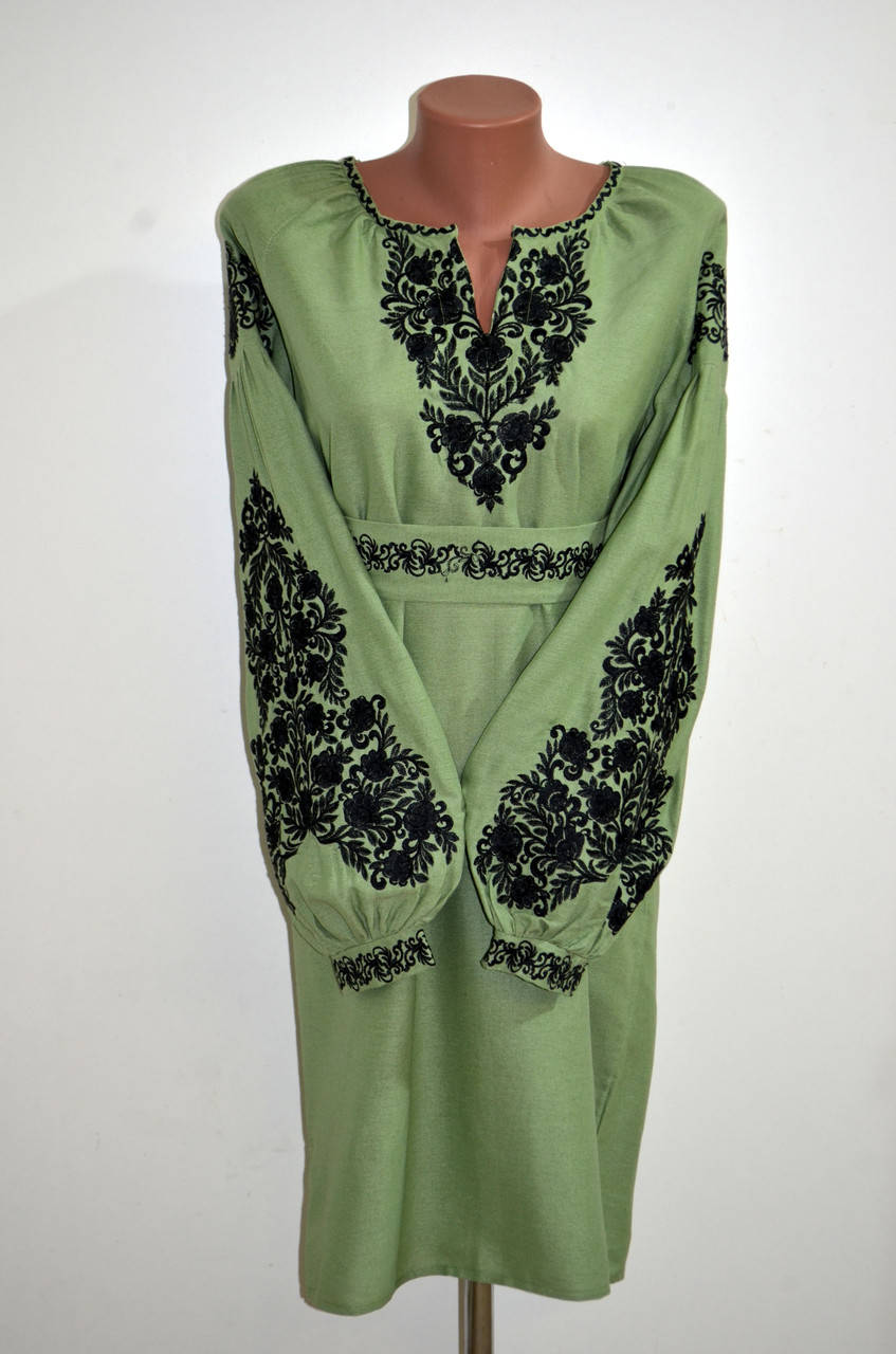 

Сукня-вишиванка фісташкового кольору, Оливковый