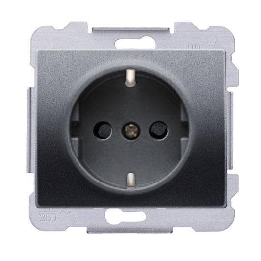 

Розетка одинарная Siemens Iris Mega 2P+Z Shuko 16А 250В черный коссо (18524 AC)