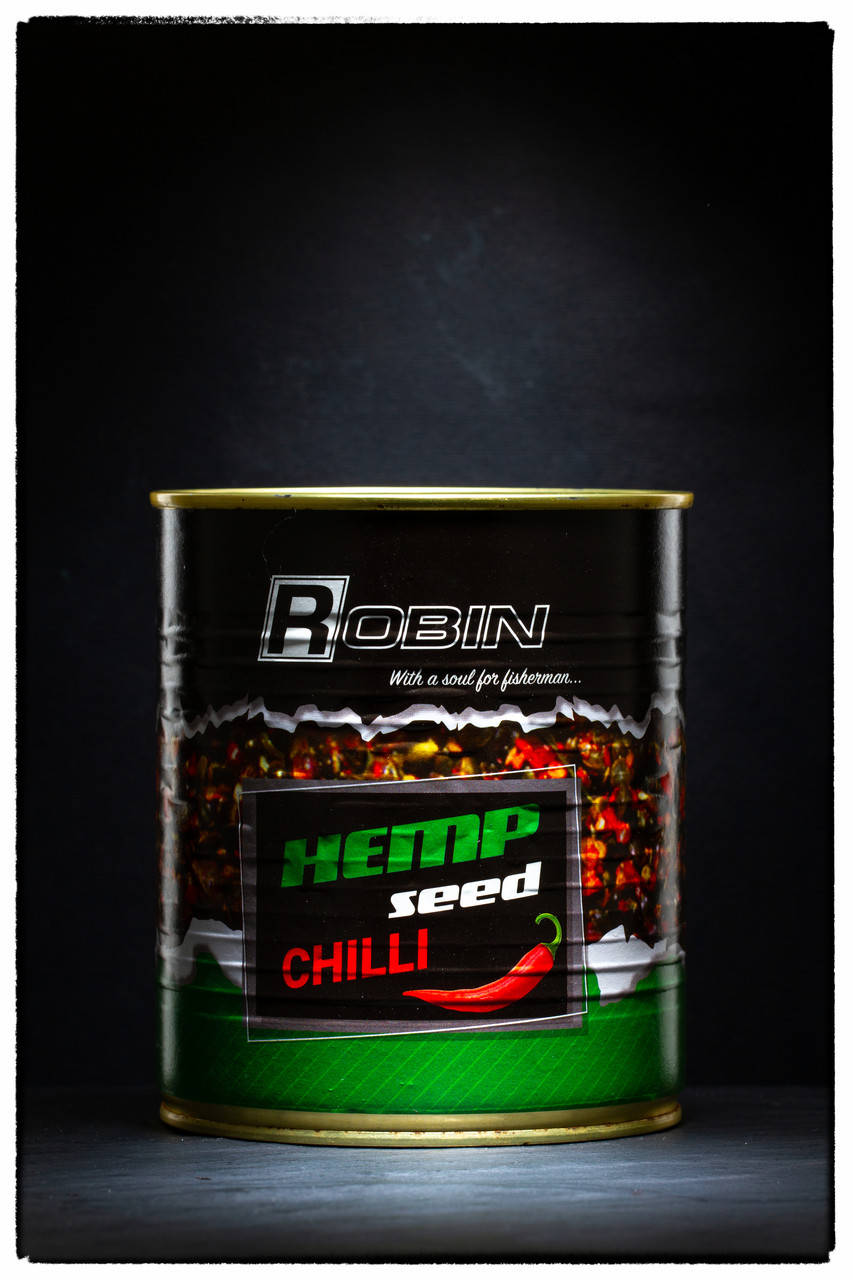 

Конопля консервированная ROBIN из целых зерен + Перец Чили 900 гр