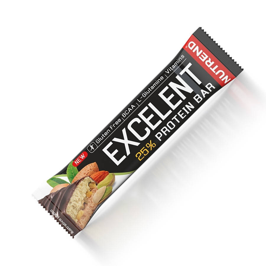 

Батончик Nutrend Excelent Protein Bar, 85 грамм Миндаль фисташки в молочном шоколаде