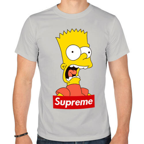 

Футболка SUPREME Bart Screams серая, унисекс (мужская,женская,детская)