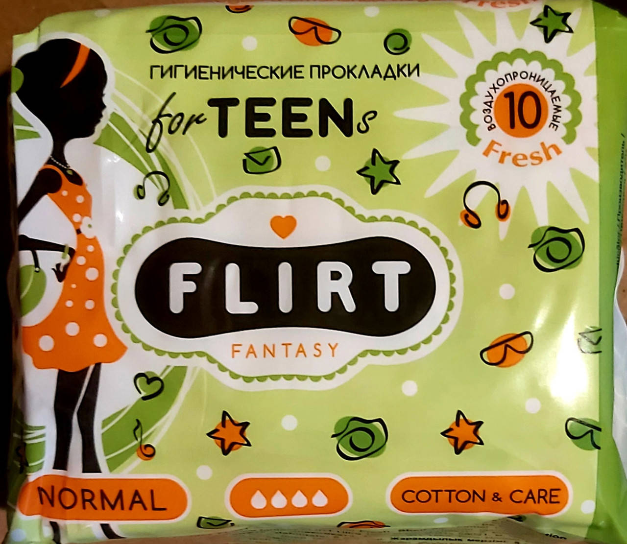

FantasyFLIRT прокл д/крит днів teen fresh - cotton&care - 4 краплі, 240 мм, уп=10шт