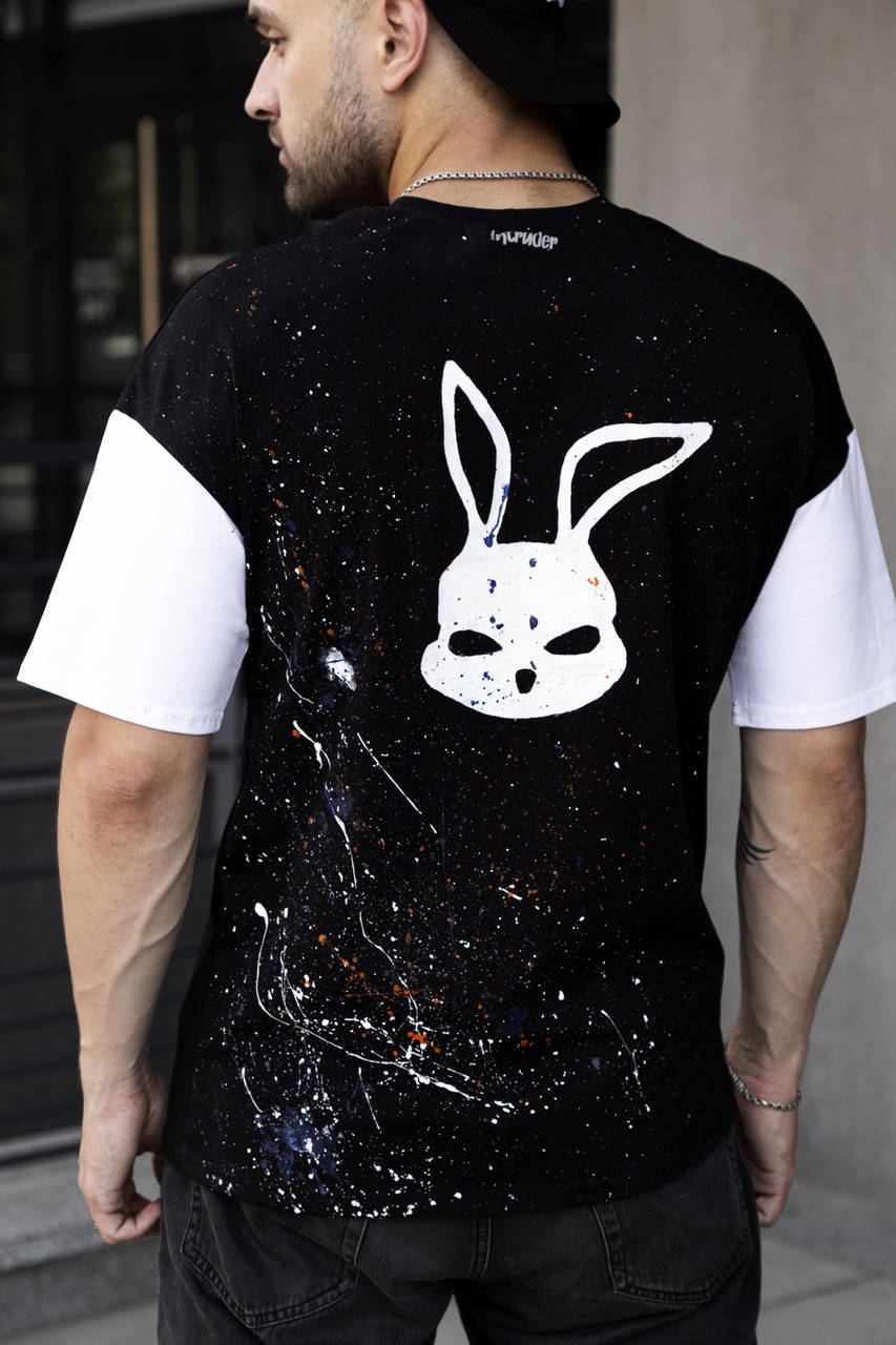 

Футболка мужская FreeDom hand - made Bunny ручной работы черно-белая XXL-3XL
