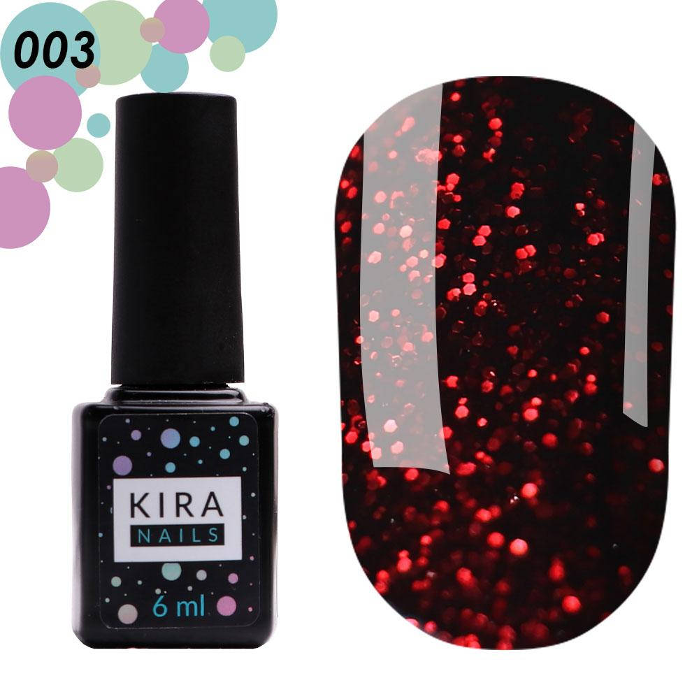 

Гель-лак Red Hot Peppers Kira Nails 003, 6 мл (винный с карминовыми блестками)