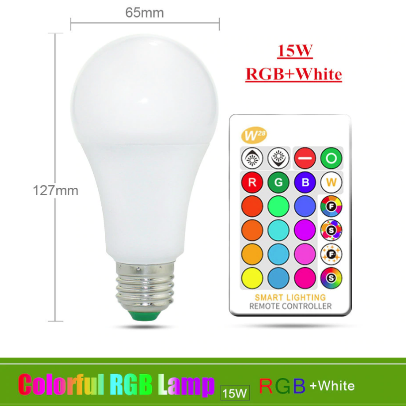 

Лампа светодиодная цветная с пультом управления Е27 15W RGB LED