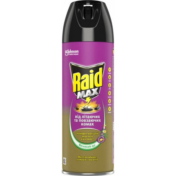 

Аэрозоль против летающих и ползающих насекомых Raid Весенний луг, 300 мл