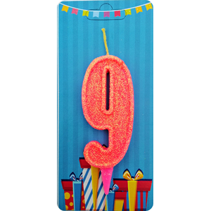 

Свеча цифра 9 розовый блеск