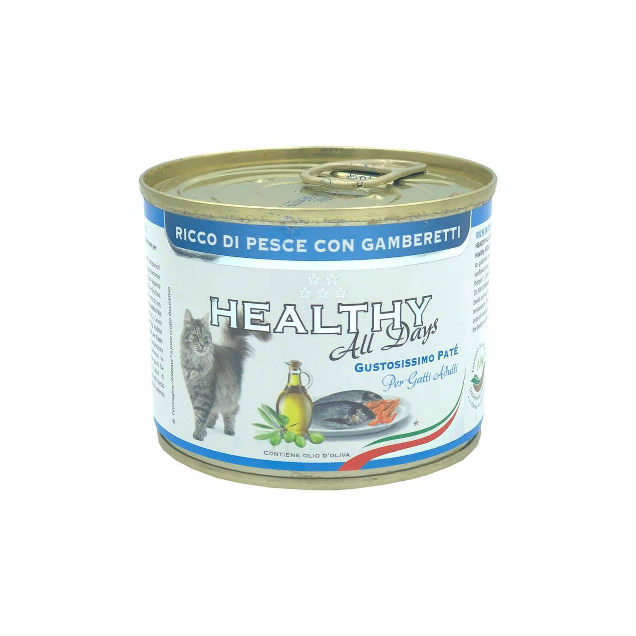 

HEALTHY All days влажный корм для котов - паштет с рыба с креветкой 200г.