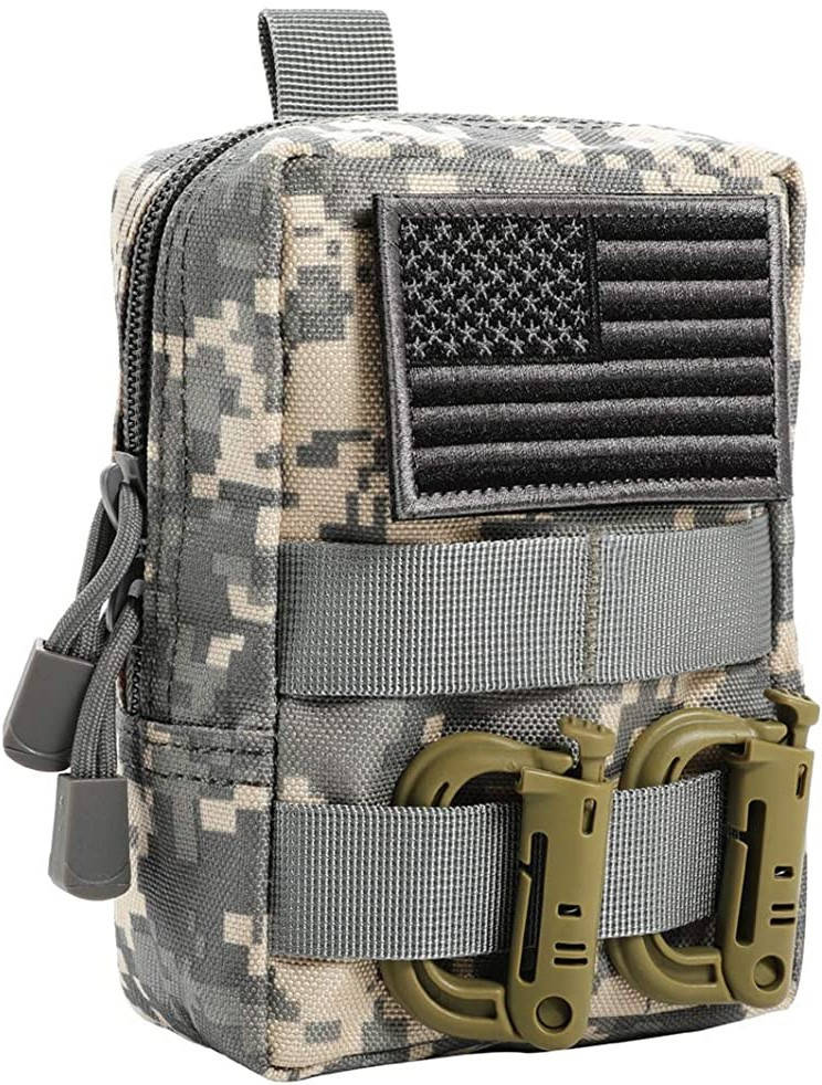 

Малый тактический подсумок с нашивкой и карабинами, Molle, расцветка ACU