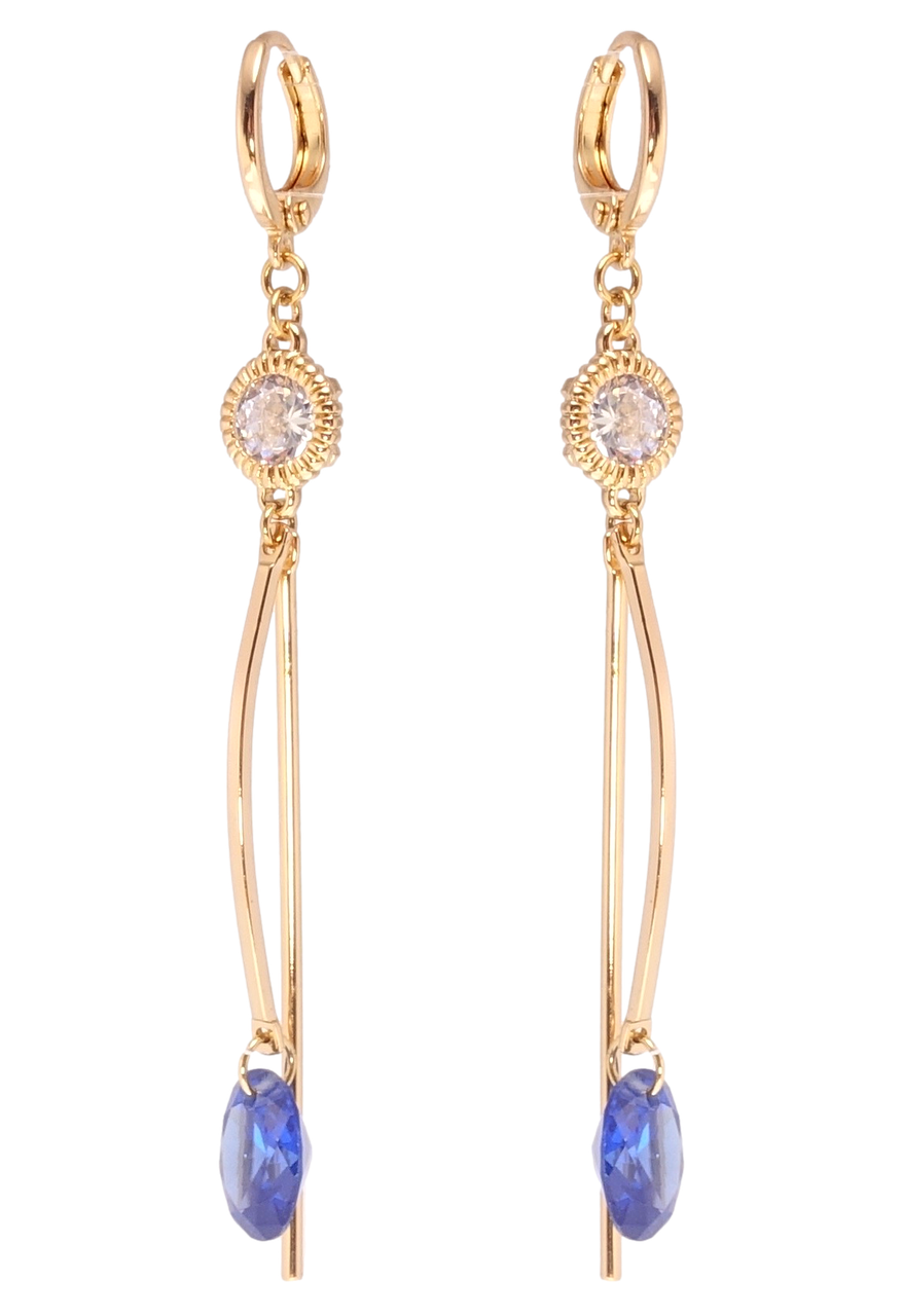 

Серьги Xuping Позолота 18K подвески на колечках "Подвески с синими фианитами"