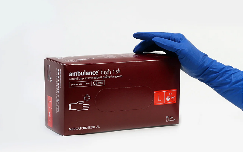 

Перчатки AMBULANCE медицинские синие латексные 50шт (25пар), Синий