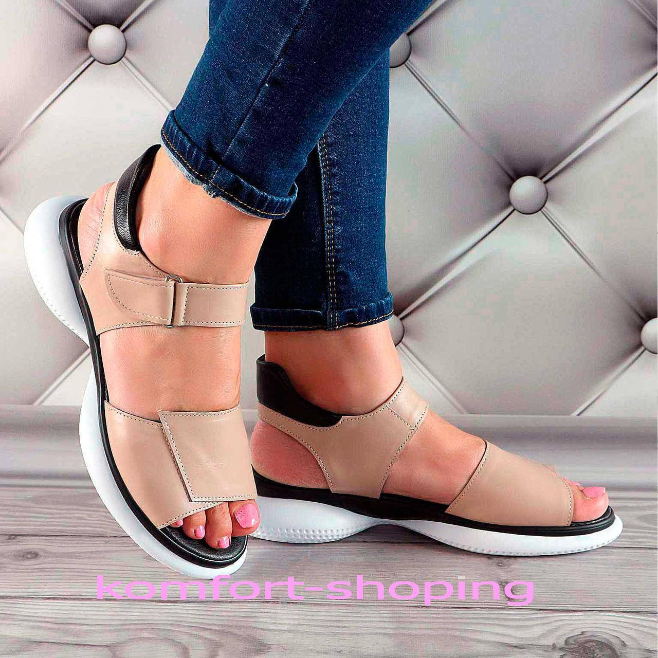 

Женские босоножки кожаные, капучино К 1375