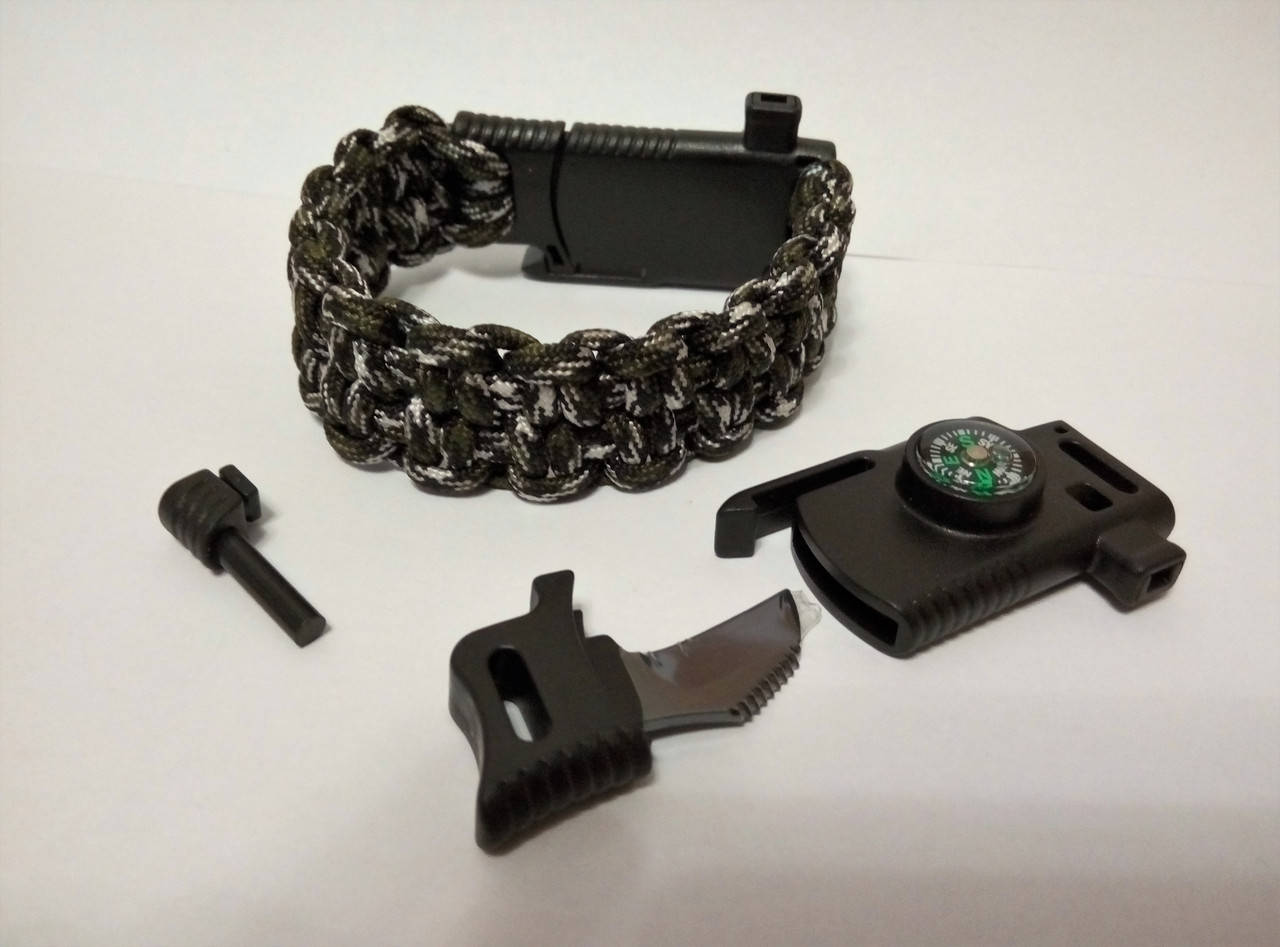 

Браслет выживания из паракорда с ножом 5 в 1 , "Плетение "Быстрорасплетаемый"