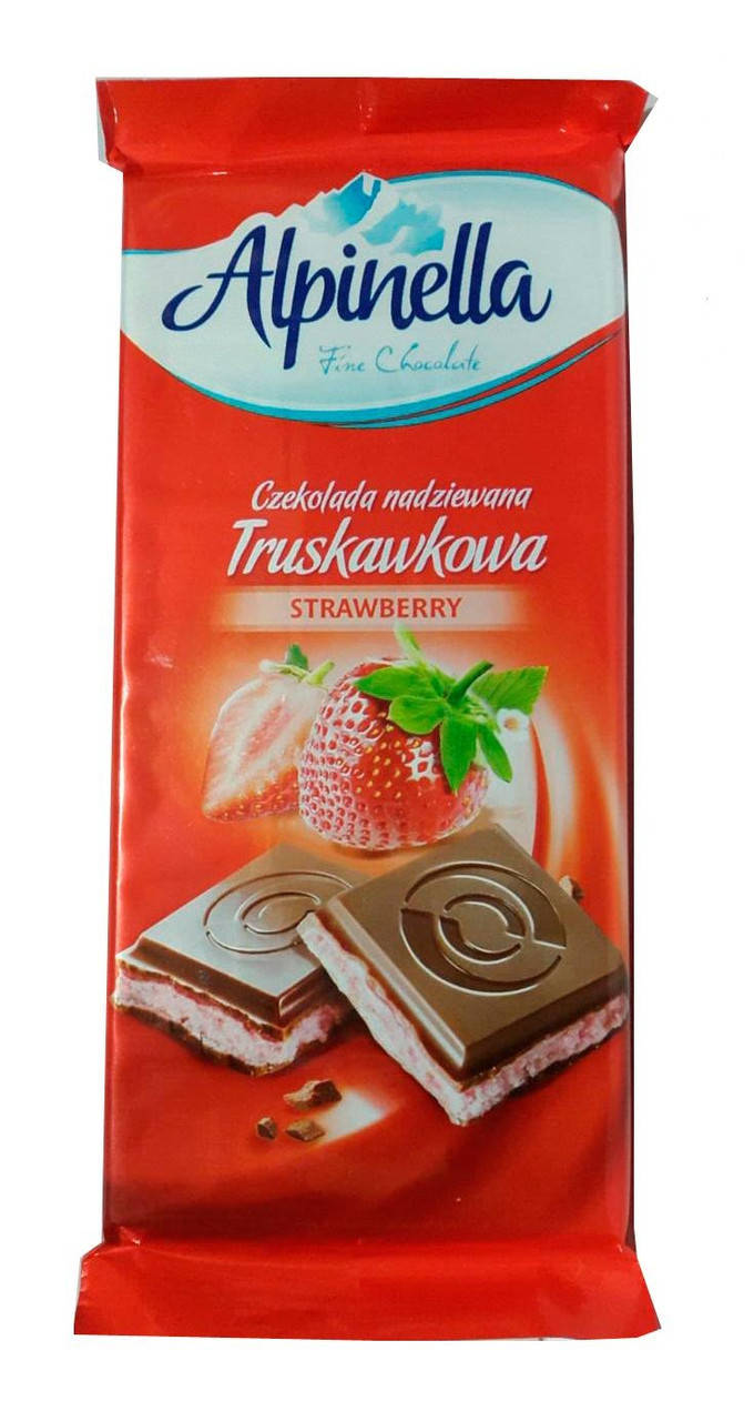 

Шоколад молочный с клубникой Alpinella Truskawkowa 90гр.