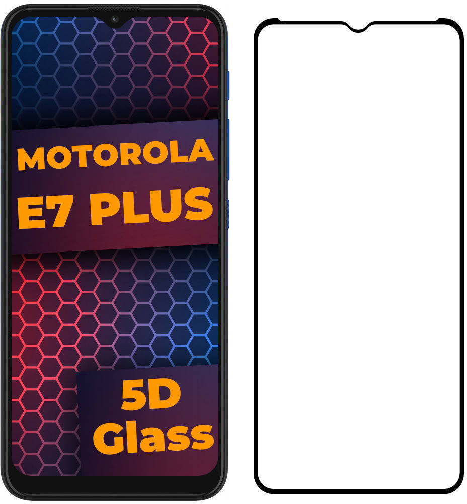 

5D стекло Motorola E7 Plus (Защитное Full Glue) Black (Моторола Е7 Плюс), Черный