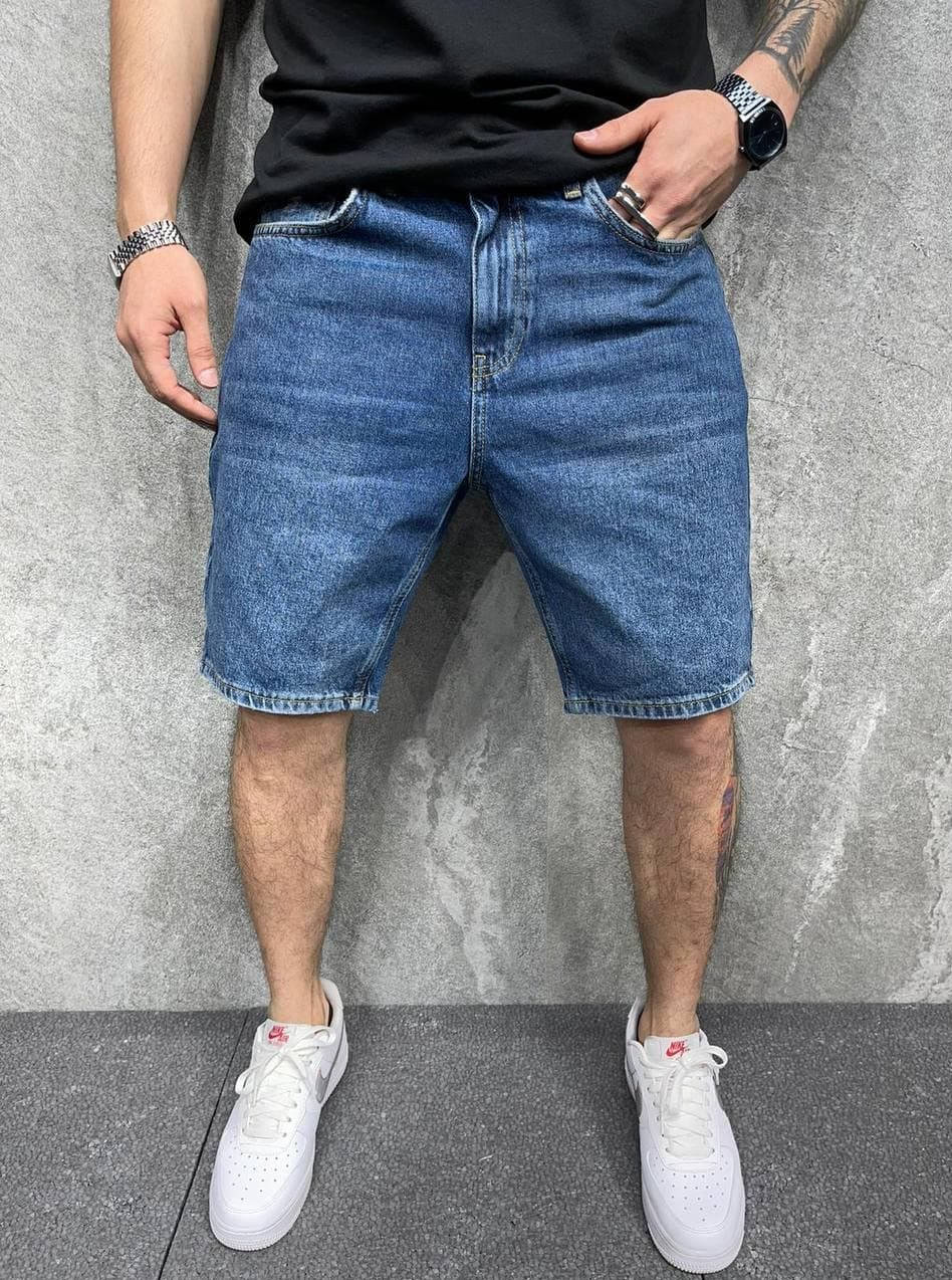 

Джинсовые шорты МОМ мужские темно синие, мужские однотонные шорты Турция, Темно-синий