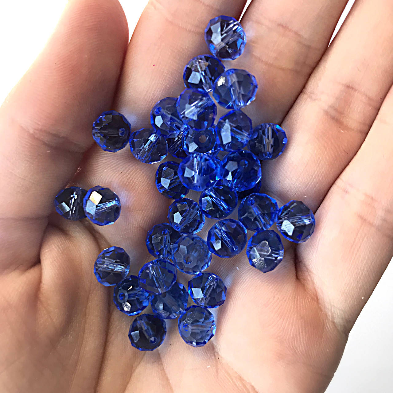 

Хрустальные бусины "Рондель" синие, 6х8 мм, Синий