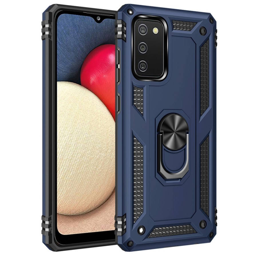 

Противоударный чехол Combo Ring для Samsung Galaxy A02S 2021 A025 (Разные цвета) Синий