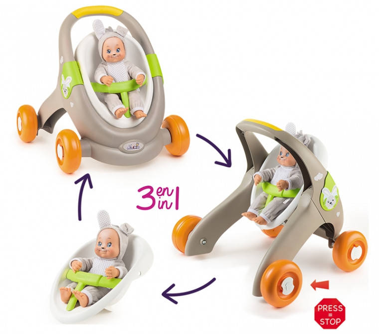 

Коляска для кукол Smoby Minikiss Animal Baby 3 в 1 210206