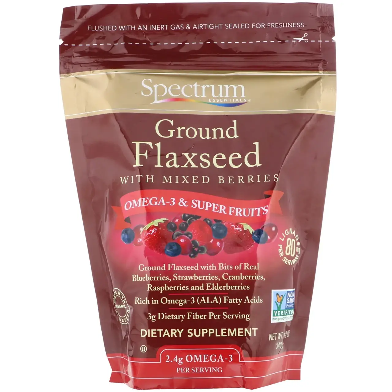 

Spectrum Essentials, Молотые семена льна с ягодным ассорти, 340 г (12 унций)