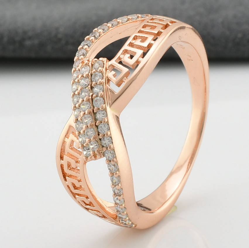 

Кольцо Xuping 14004 ширина 10 мм белые фианиты позолота РО размер 20